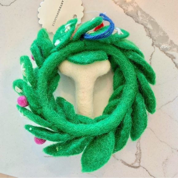 Anthropologie Monogram Letter T Felt Deck the Halls Christmas Ornament - Picture 2 of 4